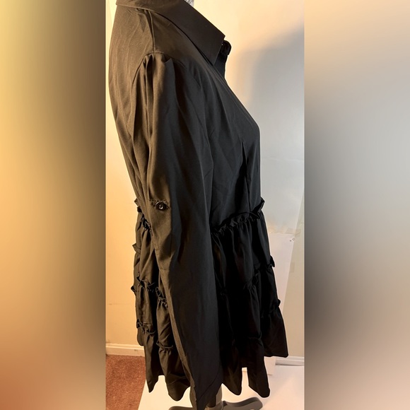 Women’s black layered mini shirt dress long sleeve button-down size XL - Picture 2 of 8